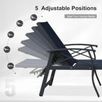 PURPLE LEAF Oversized Outdoor Lounge Chair Set of 2 Aluminum, Deep Blue | Extra wide full relaxation, Textilene quick dry & durable, Powder coat for anti-rust, Armrests added comfort, 5-Position