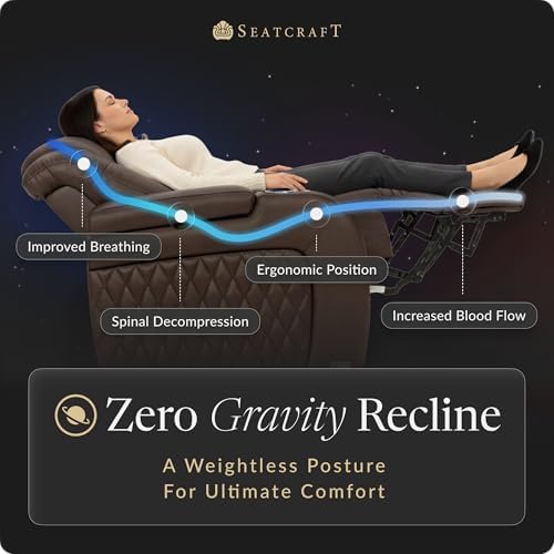 Seatcraft Diamante Home Theater Seating Brown Row of 2 | Italian Leather, Wall Hugger, Zero Gravity, Powered Headrest, Power Recline, Zero Gap, USB charging