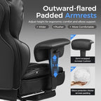 GTPLAYER Big and Tall Gaming Chair 400lbs Heavy Duty Office Chair with Footrest, High Back Pocket Spring Lumbar Support, Ergonomic Wide Comfy Seated Cushion for Lower Back Pain Relief, Earth-Black