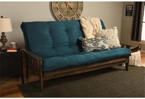 Kodiak Tucson Queen Futon Frame and Mattress Set - Wood Futon with Mattress Included in Fabric Mattress (Gray/Walnut)