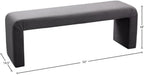 Meridian Furniture Minimalist Collection Modern | Contemporary Velvet Upholstered Bench, 53" W x 14.75" D x 18.25" H, Grey