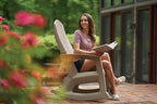 Semco Rockaway Heavy Duty Polyethylene All Weather Outdoor Patio or Deck Rocking Chair with Backrest and Armrests for Porch, Deck and Patio, Gray