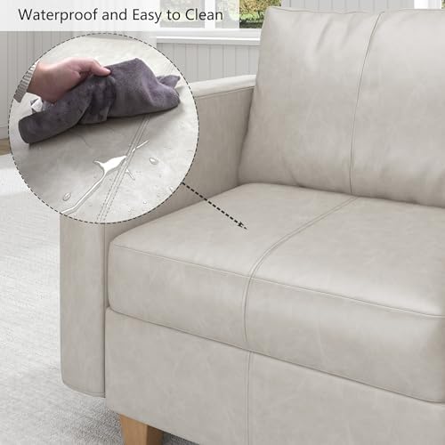 EASE MOOSE Leather Sectional L Shaped Sofa with Storage Ottomans, Whitesand | Faux Leather Modular Sectional sofa with Storage, Material Scratch Resistant ,Freely combinable,Convertible sofa bed