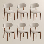 POVISON Modern Dining Room Chairs Set of 6, Armless Cotton Linen Dining Chair Set with Sackcloth Cushions and Dark Walnut-Coloured Ash Wood, Pre-Assembled Design (Beige)