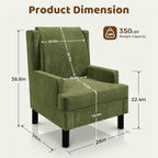Garvee Wingback Accent Chair Set of 2, Mid-Century Chenille Reading Chair | High back design, 5.1 in spring + foam cushion, wood frame with metal backrest, lumbar pillow, 350 lb capacity
