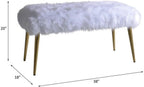 Acme Bagley II Bench, White Faux Fur & Gold