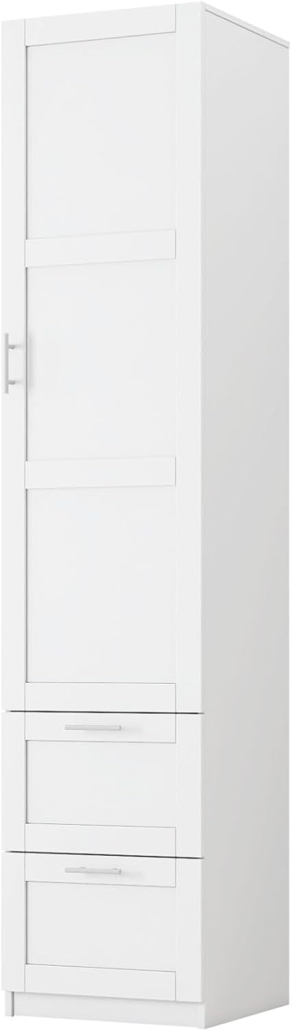 KEIKI Kitchen Pantry Storage Cabinet with Multi-Tier Shelf & Drawers, Spice Rack Next to Fridge, Freestanding Wood Cabinet Hutch Food Pantries Cupboard for Dining Room, Narrow Spaces