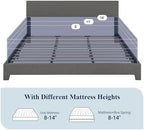 Allewie King Size Upholstered Bed Frame Adjustable Headboard, Dark Grey