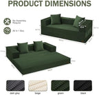 COMAX Queen Couch, 79" Futon Sofa Bed Couches for Living Room | Convertible Sleeper Sofa Corduroy Couch Bed Foam in a Box, Foldable Cloud Couch Floor, Green