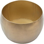 MAKLAINE Large Hammered Metal Drum Table with Storage, Brass Finish, Solid Mango Wood Top, 27.5 in Diameter, Handcrafted Accent Table for Living Room or Bedroom Use