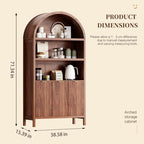 Ieejdn 71.34" Tall Arched Kitchen Pantry,Modern Fluted Wood Storage Cabinet with Doors,Adjustable Shelves,Organizer, Versatile Cupboard for Kitchen,Living Room,Dining Room,Bathroom,Walnut