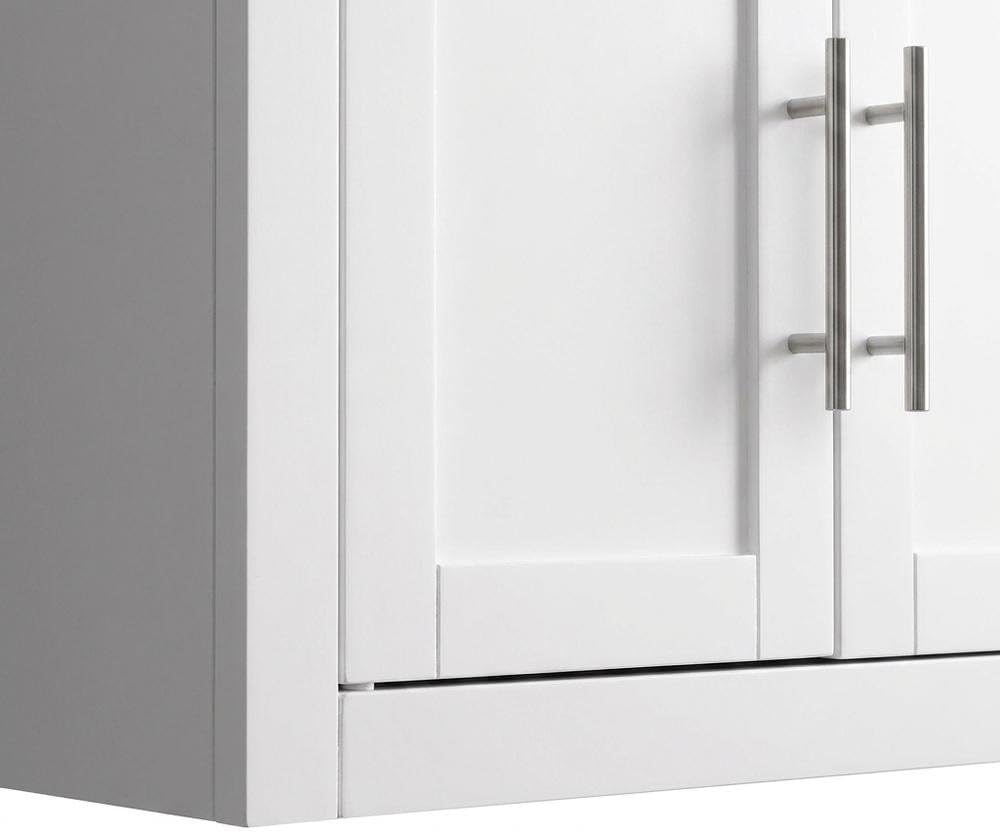 Furnifact White 2-Piece Wall Kitchen Cabinet Set, MDF Birch Veneer, Floating Mounted Kitchen Storage, Pantry Wall Organizer