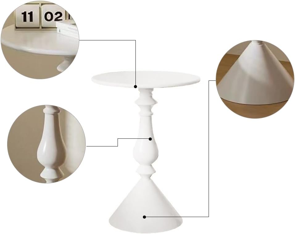 End Table, Small Side Table Round Drink Table for Living Room, Modern Coffee Table for Small Space, Round Nightstand for Plant, Books, Drink, Indoor, Outdoor, White