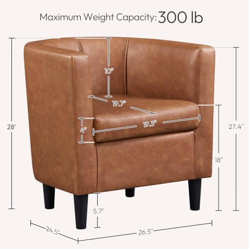 Yaheetech Barrel Accent Chairs Set of 2, Modern Armchairs, Brown