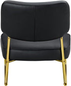 Modern Rocking Chair with PU Cushioned Seat, Black Backrest, Gold Metal Legs for Living Room, Bedroom, Office (Black + PU)