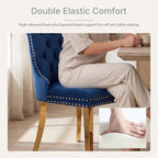 Blue Velvet Dining Chairs Set of 6, Fabric Upholstered Kitchen & Dining Room Chair, Tufted Mid Century Modern Dinning Room Chairs, High Back, Gold Metal Legs, Sillas de Comedor