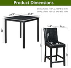 LUMISOL Dining Table Set for 4, Solid Wood Counter Height Kitchen Table Set with 4 Upholstered Chairs, Farmhouse Table and Chairs for Kitchen, Dining Room, Home Bar, Black