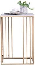 Telephone Table, Marble Side Table Nordic Modern Living Room Bedroom Telephone Table Bedside Table Wrought Iron Hollow Line Coffee Table,15.7"×15.7"×23.6" (Color:Gold)