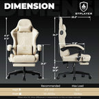 GTPLAYER Gaming Chair with Speakers ACE-PRO, Computer Video Game Chairs with Footrest for Adults, Built-in Speakers, App Support & Bluetooth Control, Ergonomic Reclining Silla, Linkage Armrest, Ivory