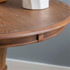 Pemberly Row Round Wood Accent Table, 26.5" High, Rustic Natural Finish, Pedestal Base, Compact Size for Living Room, Bedroom, or Bathroom Decor, Supports Up to 50 lbs