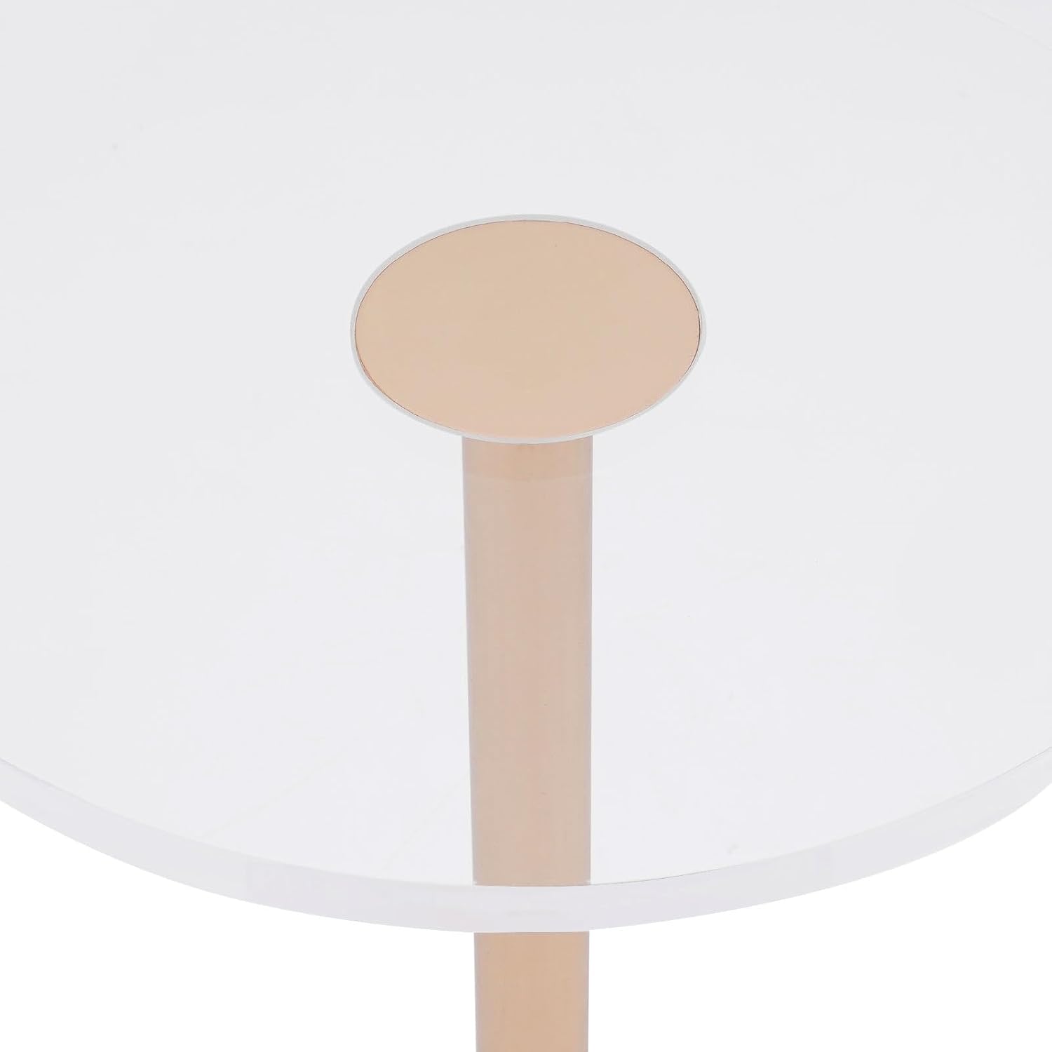 Modern Side Table with Cylindrical Base, Clear Acrylic End Table, Brushed Brass Metal Side Table for Office Living Room and Bedroom (Medium Round Base)