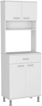 Pantry Cabinet 67" H, Four Doors, One Drawer, Ideal for Kitchens and Dining Rooms, White