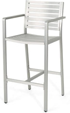 Saiveina Outdoor 29.50" Barstools with Rust-Proof Aluminum Frame, Set of 2, Silver