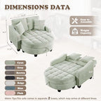 Oversized Chaise Lounge Chair Indoor with Adjustable Backrest, Chenille Tufted Comfy Loveseat Sofa Chair with Ottoman, Fluffy Recliner Sofa, Convertible Sleeper Couch Bed for Living Room(51"W, Cyan)