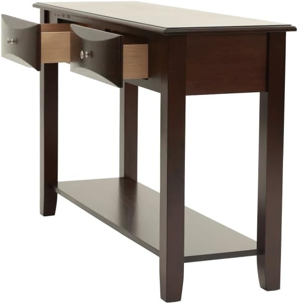 4pc Occasional Tables Set Living Room Coffee and Console Table 2X End Tables Wooden Classic Drawers Open Storage Shelf Base