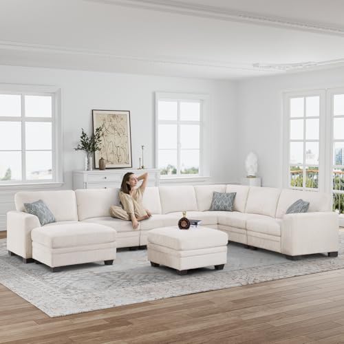 Legend Vansen Oversized Modular Sectional Sofa,U/L-Shaped Corduroy Couch with Ottoman,Deep Seat & Removable Cushion,Easy Assembly for Living Room Apartment