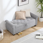 49" End of Bed Storage Bench for Bedroom, Upholstered Storage Ottoman | Easy Assembly with Instructions, Pet Friendly, Polyester Fabric Ottoman Bench for Bedroom, Living Room, Window, Entryway