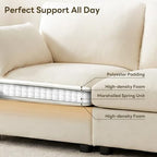 Iroomy Sectional Cloud Couch for Living Room, Spring Cushion Seating, L Shaped Convertible Modular Sofa with Ottoman, Beige