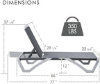 Kozyard Outdoor Chaise Lounge Chair, Full Flat Adjustable Patio Lounger with Aluminum Frame & Resin Legs, Textilene Fabric for Poolside, Backyard & Beach (Gray, Chair)