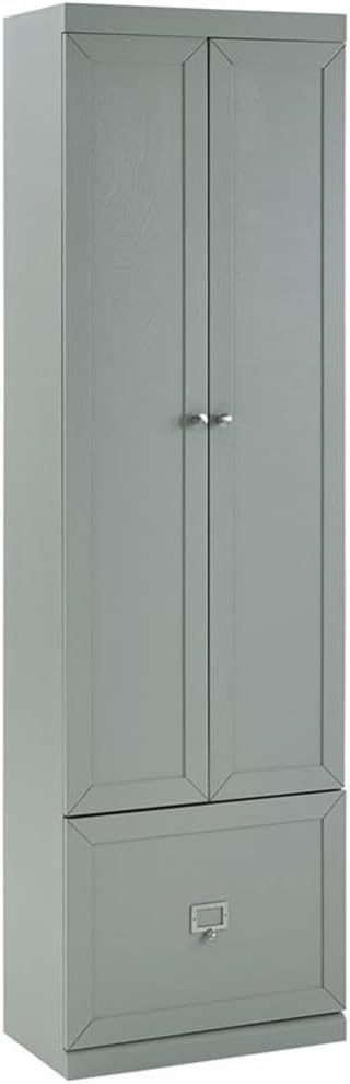 MAKLAINE Modern Contemporary Pantry Closet, 74" H x 22" W x 12.5" D, Wood/Metal Construction, Gray Finish, Modular Design with Adjustable Cabinet Shelves, Convertible Storage for Kitchen or Mudroom