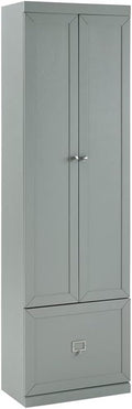 MAKLAINE Modern Contemporary Pantry Closet, 74" H x 22" W x 12.5" D, Wood/Metal Construction, Gray Finish, Modular Design with Adjustable Cabinet Shelves, Convertible Storage for Kitchen or Mudroom