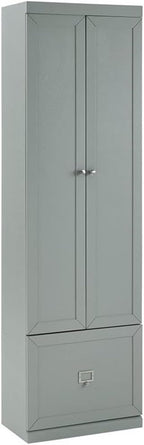 MAKLAINE Modern Contemporary Pantry Closet, 74" H x 22" W x 12.5" D, Wood/Metal Construction, Gray Finish, Modular Design with Adjustable Cabinet Shelves, Convertible Storage for Kitchen or Mudroom