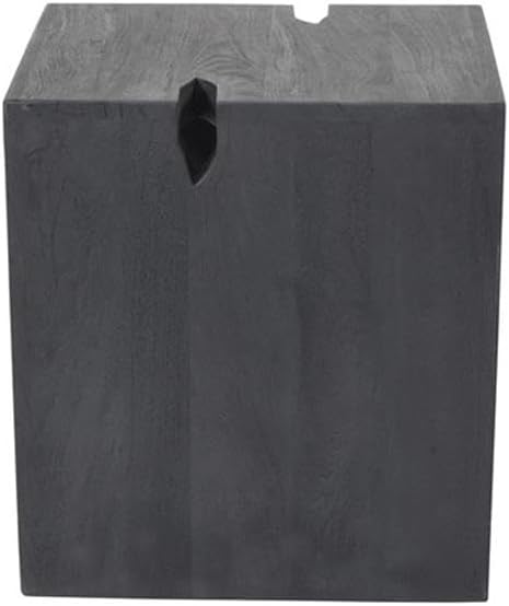 Pemberly Row 3-Piece Cocktail Table Set, Reclaimed Solid Wood, Ebony Gray Finish, Includes 1 Coffee Table and 2 End Tables, Mid-Century Modern Style, Unique Carvings for Living Room Decor
