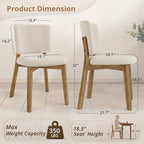 LUE BONA Linen Farmhouse Dining Chairs Set of 4, Natural Wood Leg | Comfortable Wide back with thick foam padded and Solid wood legs for dining room, kitchen or restaurant