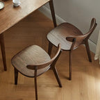 Walnut Dining Chairs Set of 2, Solid Oak Wood | Mid Century Modern, Armless & Curved Back. Heavy Duty 400 LBS, Easy Assembly. for Kitchen, Dining Room & Breakfast Nook