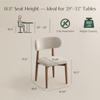 POVISON Modern Dining Room Chairs Set of 6, Armless Cotton Linen Dining Chair Set with Sackcloth Cushions and Dark Walnut-Coloured Ash Wood, Pre-Assembled Design (Beige)
