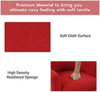 INZOY Modern Accent Chair with Ottoman for Small Space, Club Chair with Ottoman Set, Comfy Fabric Barrel Reading Chairs for Living Room Bedroom, Round Reading Chair with Foot Rest, Red