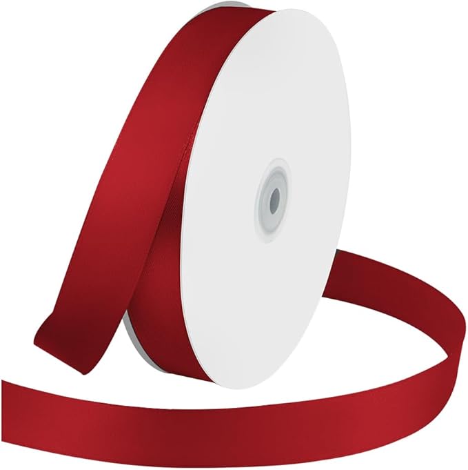 1 Inches x 100 Yards Polyester Satin Ribbon, Solid Color Wine Red Satin Ribbon for Crafts, Gift Wrapping, Hair Bows, Wedding Party Decoration, Bow Making & Other Projects (Wine Red)