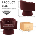 Swivel Accent Chair Set of 2, Modern Velvet Barrel Chair for Living Room | Cozy Barrel Chairs with Curved Backrest,a smoothly rotating metal base,Upholstered Armchair for Small Spaces, Bedroom,RED