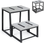 LIANTRAL 2 Step Stool for Adults, 2 in1 Foot Stool for High Bed, Kitchen,RV | Heavy Duty, Non-Slip, Steel Frame & Wooden Steps, 500lbs Load Capacity, Gray