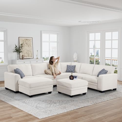 Legend Vansen Oversized Modular Sectional Sofa,U/L-Shaped Corduroy Couch with Ottoman,Deep Seat & Removable Cushion,Easy Assembly for Living Room Apartment