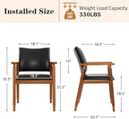 NOBPEINT Mid-Century Modern Dining Chairs with Armrest Set of 1, PU Leather Upholstered Dining Room Chairs with Solid Wood Frame, Walnut Kitchen Armchairs for Kitchen Living Room Restaurant, Black