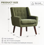 HUIMO Accent Chair for Living Room,Upholstered Button Fabic Armchair Chair | Mid Century Modern Tufted Armchair with Fabric,Comfy Arm Chairs for Club Living Room Reading Bedroom,Waiting Room Green