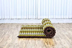 Leewadee - Foldable Floor Mattress - Japanese Roll Up Futon -Trifold Tatami Mat- Guest Floor Bed - Camping Mattress - Thai Massage Mat, Kapok Filled, 75 x 57 inches, Brown Green