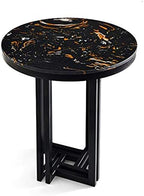 Telephone Table, Marble Sofa Side Table Nordic Luxury Round Coffee Table Telephone Table Bedroom Bedside Table Leisure Table 5062CM(Color:Silver)