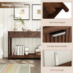 HOKYHOKY Fluted Console Table with Drawers, 47.1" Entryway Table, Walnut | with Storage Shelf, Modern, Narrow Skinny, Behind Couch Wood Sofa Table, for Living Room Hallway Entrance Foyer